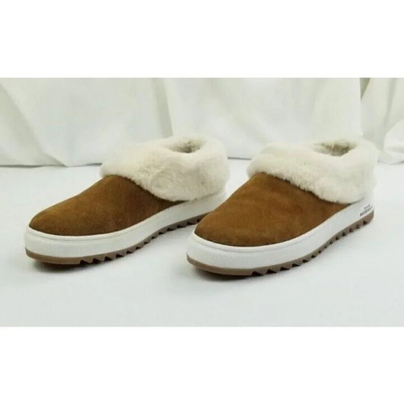 Blondo Suri Comfy Cognac Suede Fur-lined Waterproof Slip-on Platform Clog Shoe - Picture 2 of 12